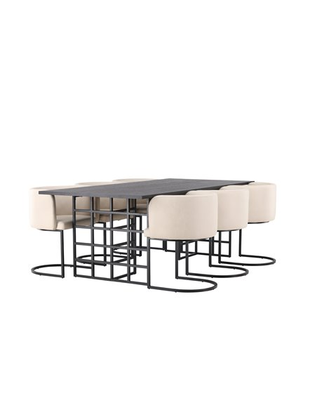 Matgrupp Ystad med Simrishamn matstolar, 220 × 100 cm