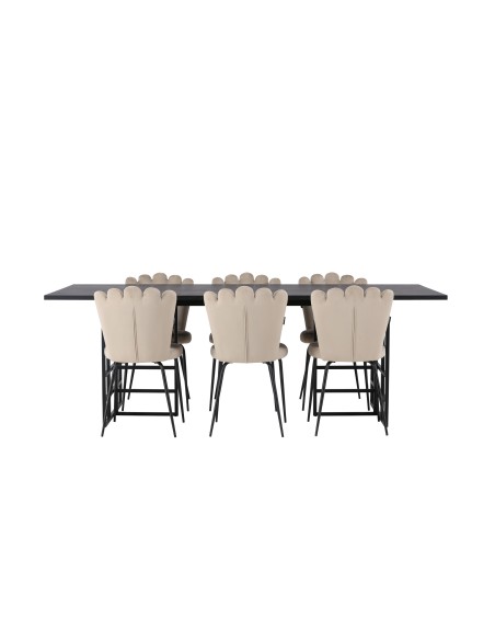 Matgrupp Ystad med Limhamn matstolar, 220 × 100 cm