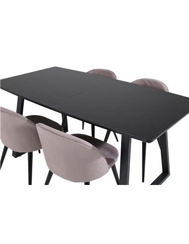 Matgrupp Inca med Velvet matstolar, 160 × 85 cm