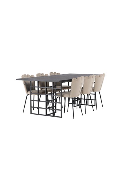 Matgrupp Ystad med Limhamn matstolar, 220 × 100 cm