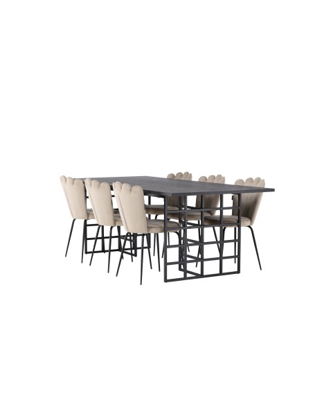 Matgrupp Ystad med Limhamn matstolar, 220 × 100 cm