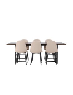 Matgrupp Ystad med Polar matstolar, 220 × 100 cm