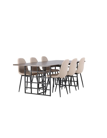 Matgrupp Ystad med Polar matstolar, 220 × 100 cm