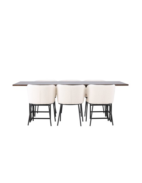 Matgrupp Ystad med Edina matstolar, 220 × 100 cm