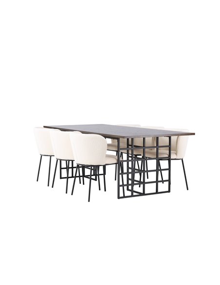Matgrupp Ystad med Edina matstolar, 220 × 100 cm