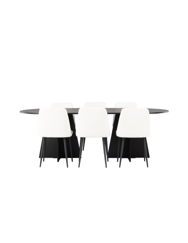 Matgrupp Bootcut med Night matstolar, 230 × 115 cm