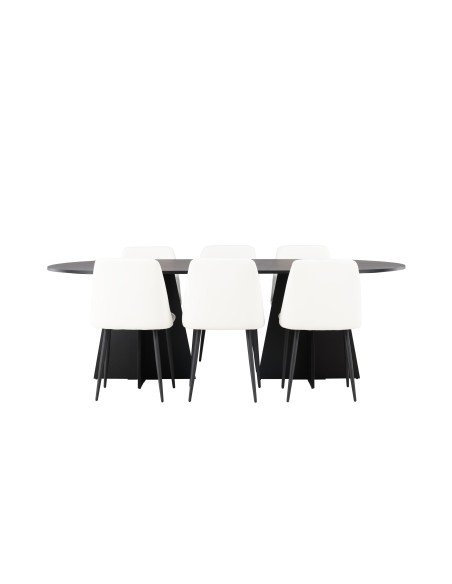 Matgrupp Bootcut med Night matstolar, 230 × 115 cm