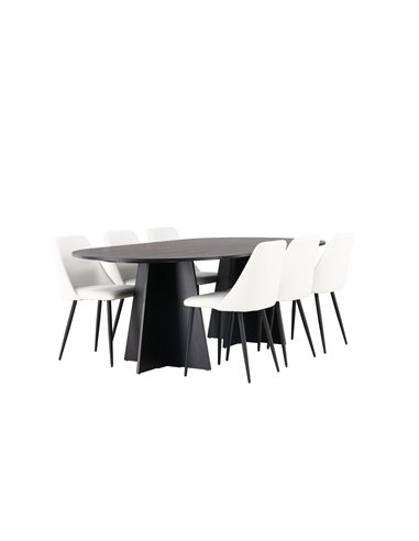 Matgrupp Bootcut med Night matstolar, 230 × 115 cm