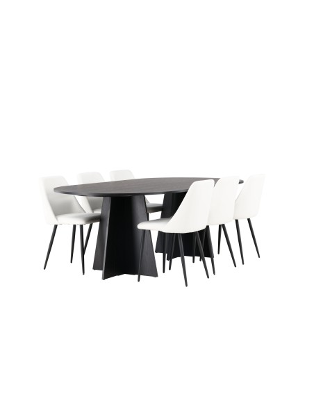 Matgrupp Bootcut med Night matstolar, 230 × 115 cm