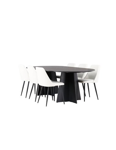 Matgrupp Bootcut med Night matstolar, 230 × 115 cm