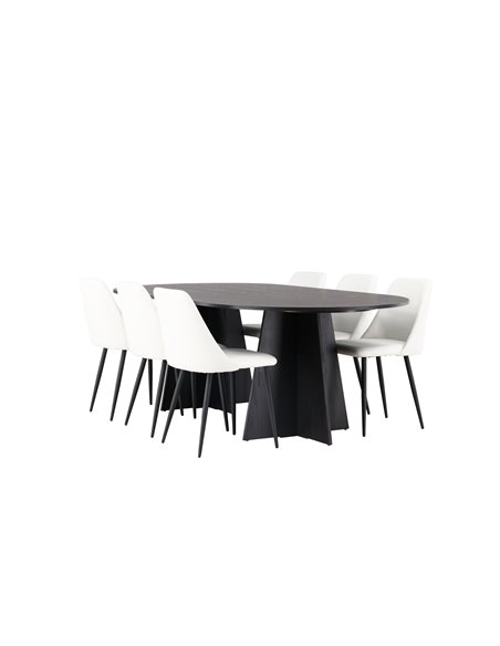 Matgrupp Bootcut med Night matstolar, 230 × 115 cm