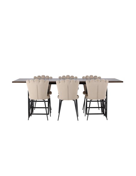 Matgrupp Ystad med Limhamn matstolar, 220 × 100 cm