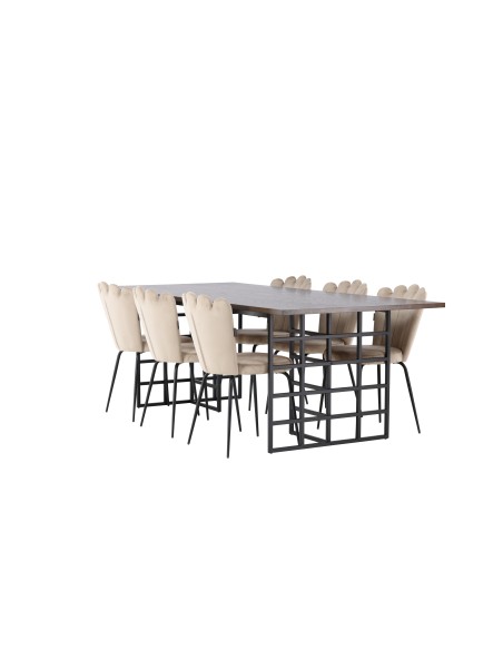 Matgrupp Ystad med Limhamn matstolar, 220 × 100 cm