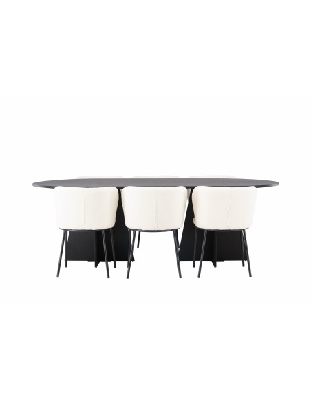 Matgrupp Bootcut med Edina matstolar, 230 × 115 cm