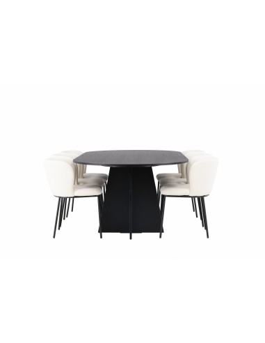 Matgrupp Bootcut med Edina matstolar, 230 × 115 cm