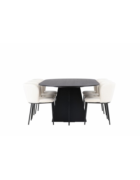 Matgrupp Bootcut med Edina matstolar, 230 × 115 cm