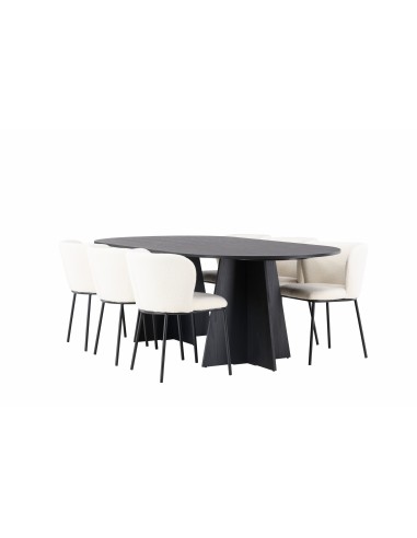 Matgrupp Bootcut med Edina matstolar, 230 × 115 cm