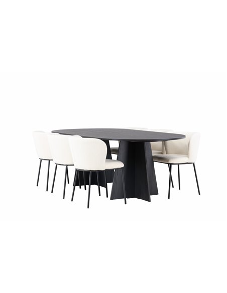 Matgrupp Bootcut med Edina matstolar, 230 × 115 cm