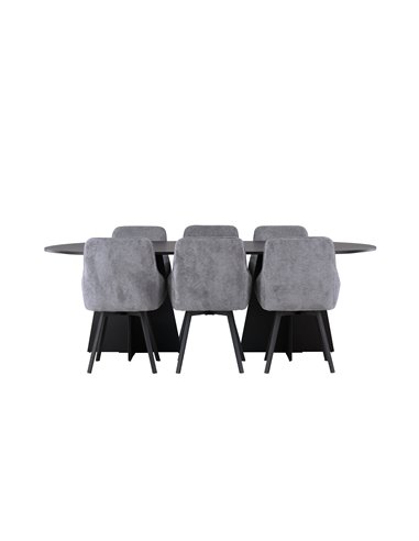 Matgrupp Bootcut med Rosie matstolar, 230 × 115 cm