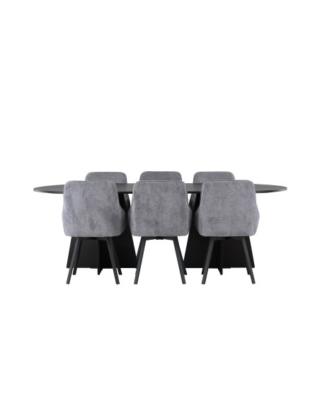 Matgrupp Bootcut med Rosie matstolar, 230 × 115 cm