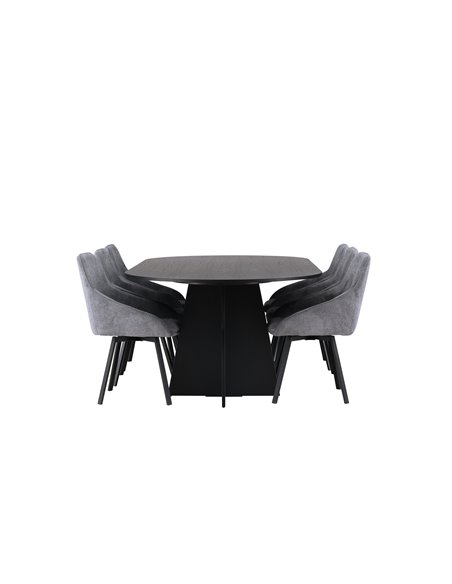Matgrupp Bootcut med Rosie matstolar, 230 × 115 cm