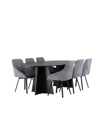 Matgrupp Bootcut med Rosie matstolar, 230 × 115 cm