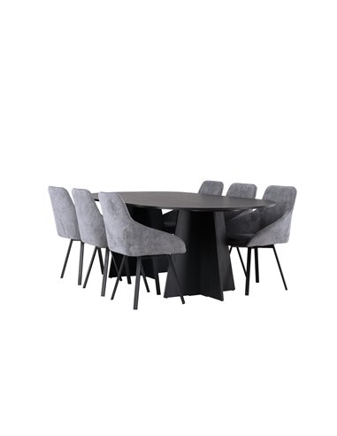 Matgrupp Bootcut med Rosie matstolar, 230 × 115 cm
