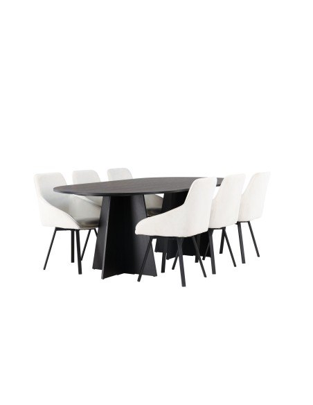 Matgrupp Bootcut med Rosie matstolar, 230 × 115 cm