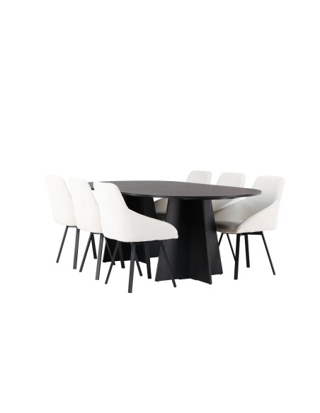Matgrupp Bootcut med Rosie matstolar, 230 × 115 cm