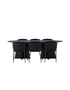 Matgrupp Bootcut med Selma matstolar, 230 × 115 cm