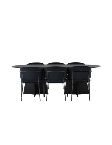 Matgrupp Bootcut med Selma matstolar, 230 × 115 cm