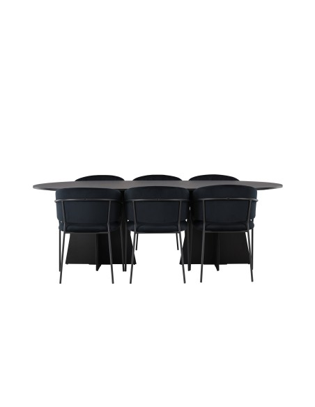 Matgrupp Bootcut med Selma matstolar, 230 × 115 cm