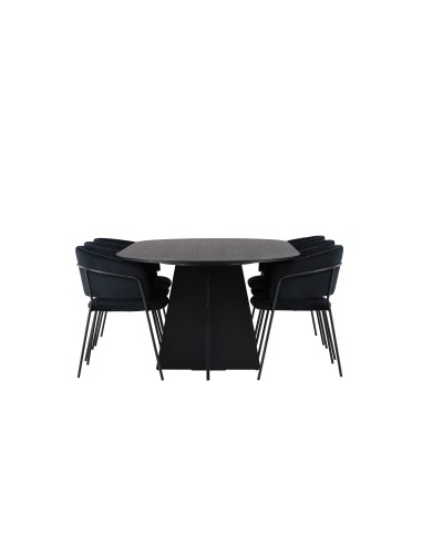 Matgrupp Bootcut med Selma matstolar, 230 × 115 cm