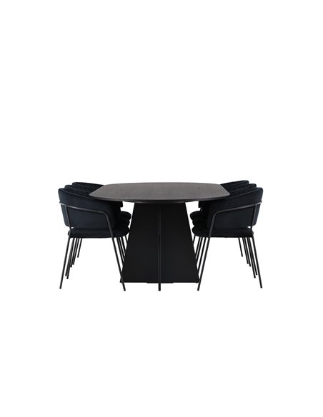 Matgrupp Bootcut med Selma matstolar, 230 × 115 cm