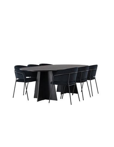 Matgrupp Bootcut med Selma matstolar, 230 × 115 cm