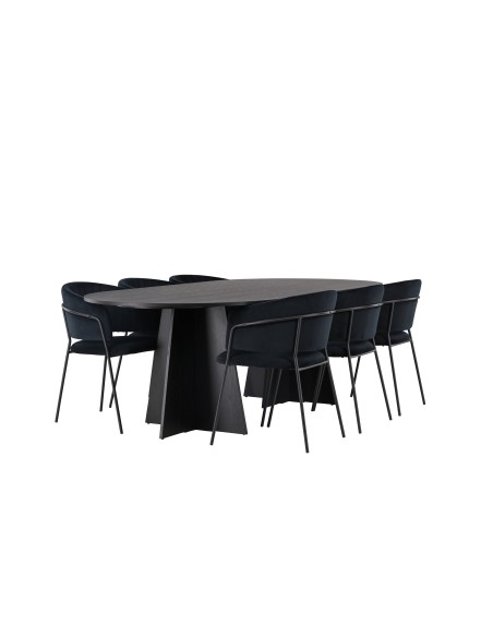 Matgrupp Bootcut med Selma matstolar, 230 × 115 cm