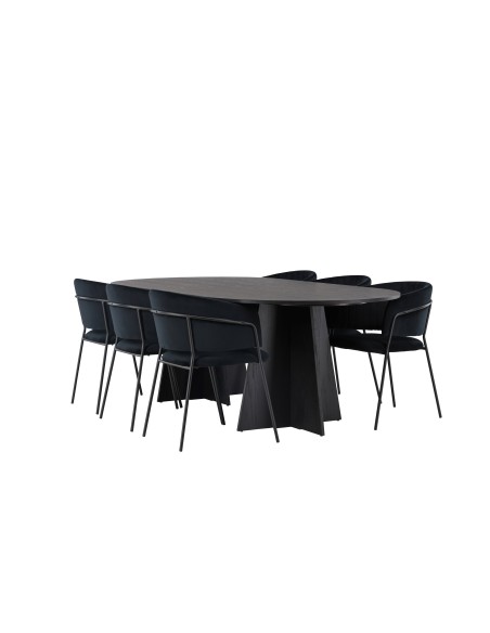 Matgrupp Bootcut med Selma matstolar, 230 × 115 cm