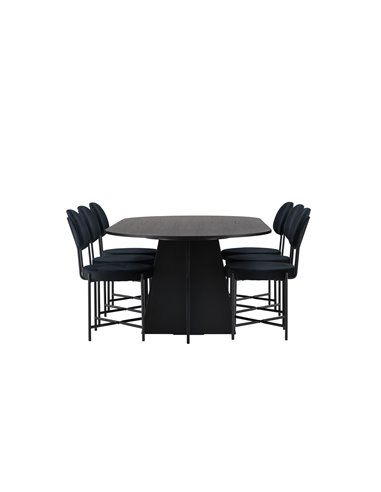 Matgrupp Bootcut med Stella matstolar, 230 × 115 cm