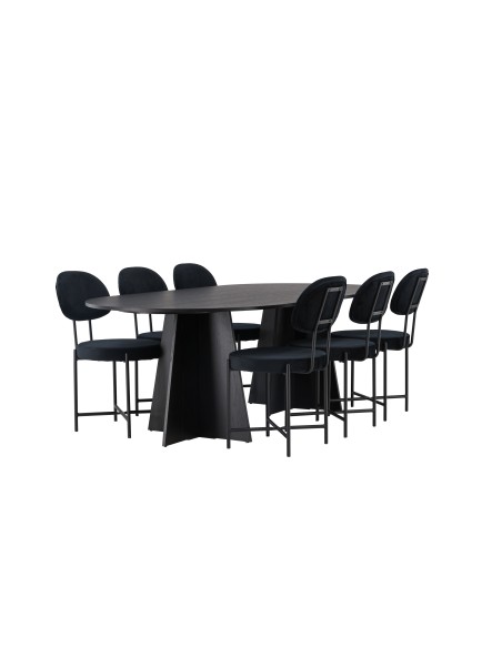 Matgrupp Bootcut med Stella matstolar, 230 × 115 cm