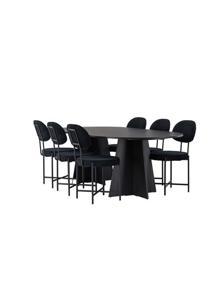 Matgrupp Bootcut med Stella matstolar, 230 × 115 cm