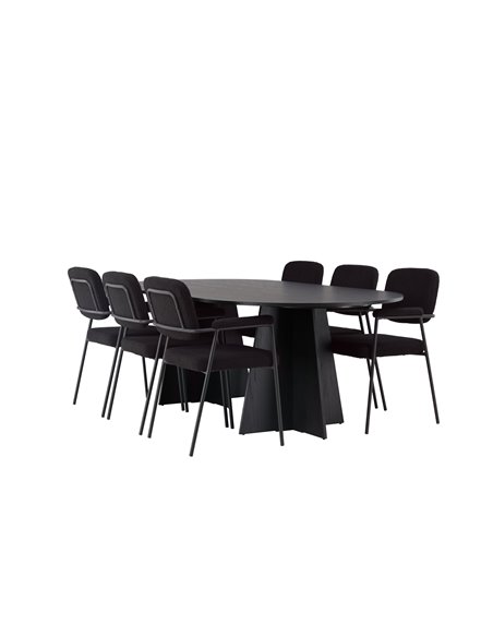 Matgrupp Bootcut med Yesterday matstolar, 230 × 115 cm