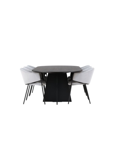 Matgrupp Bootcut med Evelina matstolar, 230 × 115 cm