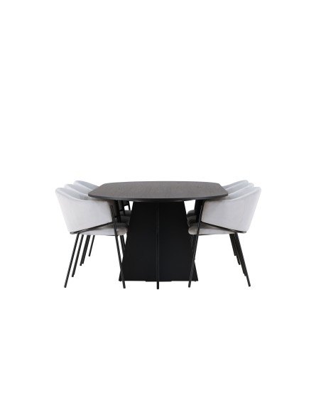 Matgrupp Bootcut med Evelina matstolar, 230 × 115 cm