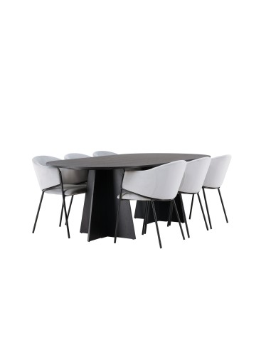 Matgrupp Bootcut med Evelina matstolar, 230 × 115 cm
