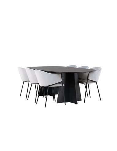 Matgrupp Bootcut med Evelina matstolar, 230 × 115 cm