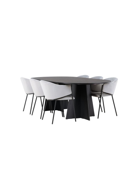 Matgrupp Bootcut med Evelina matstolar, 230 × 115 cm