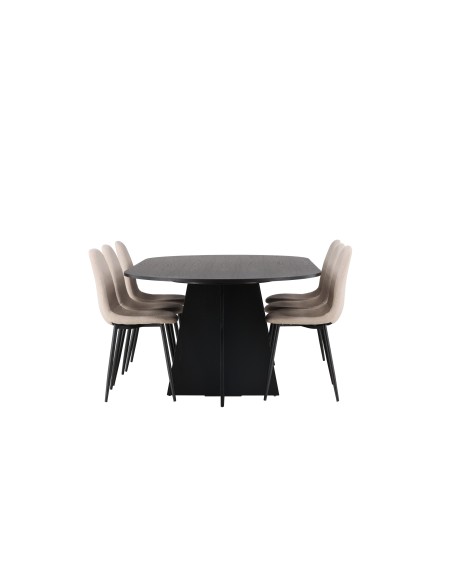 Matgrupp Bootcut med Polar matstolar, 230 × 115 cm