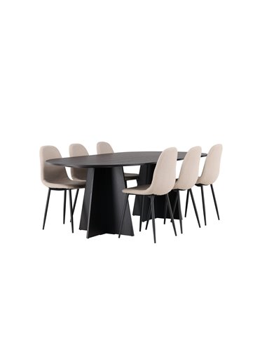 Matgrupp Bootcut med Polar matstolar, 230 × 115 cm