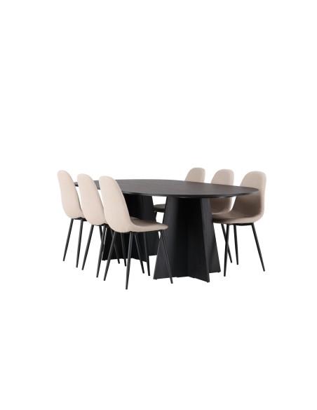 Matgrupp Bootcut med Polar matstolar, 230 × 115 cm