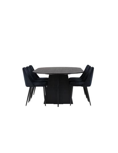 Matgrupp Bootcut med Night matstolar, 230 × 115 cm